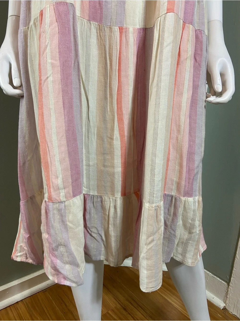 RAILS Amaya Sleeveless Tiered Midi Sun Dress Juliette Striped XSmall XS Sundress